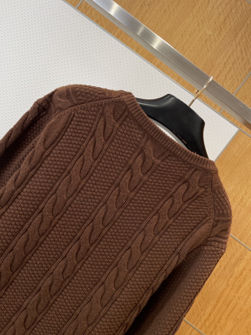 LV Leather Label Cable-Knit Crewneck Sweater 5