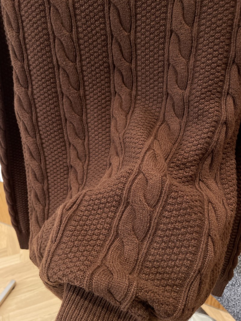 LV Leather Label Cable-Knit Crewneck Sweater 7