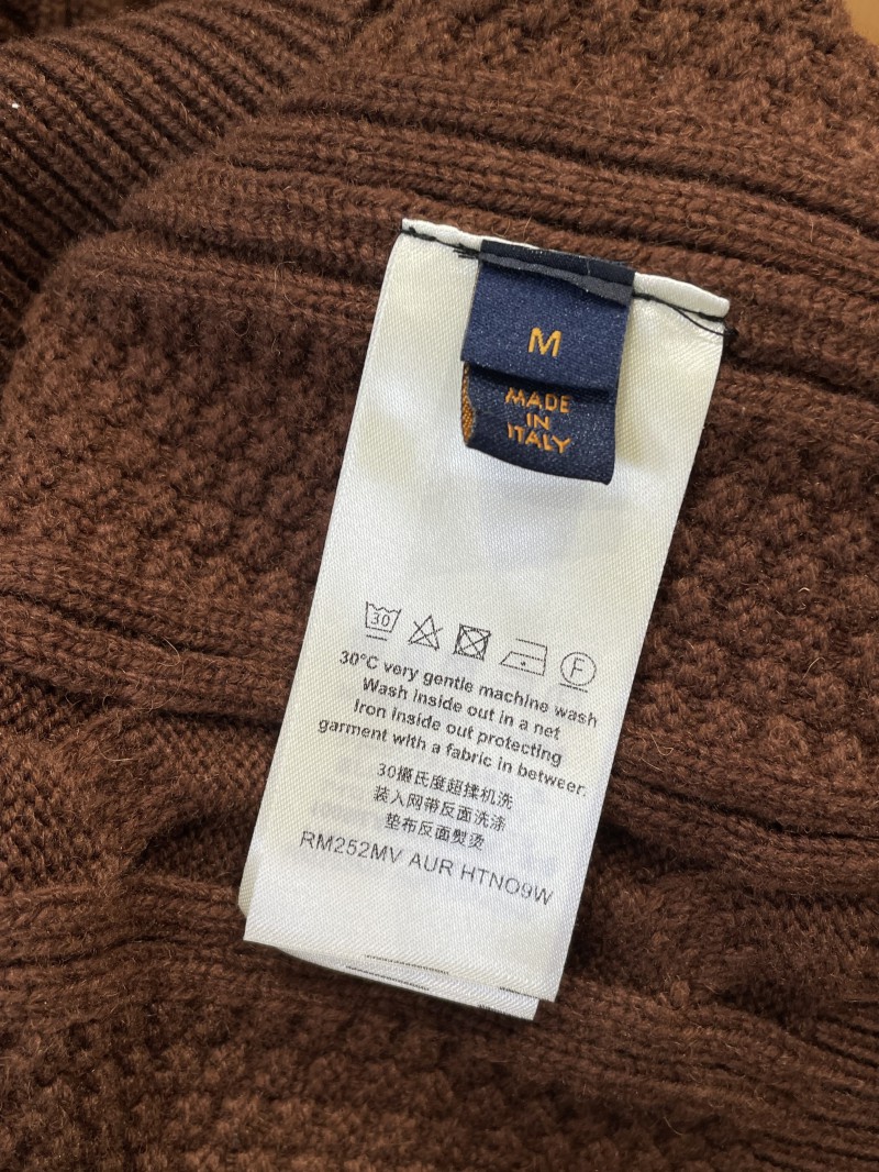 LV Leather Label Cable-Knit Crewneck Sweater 8