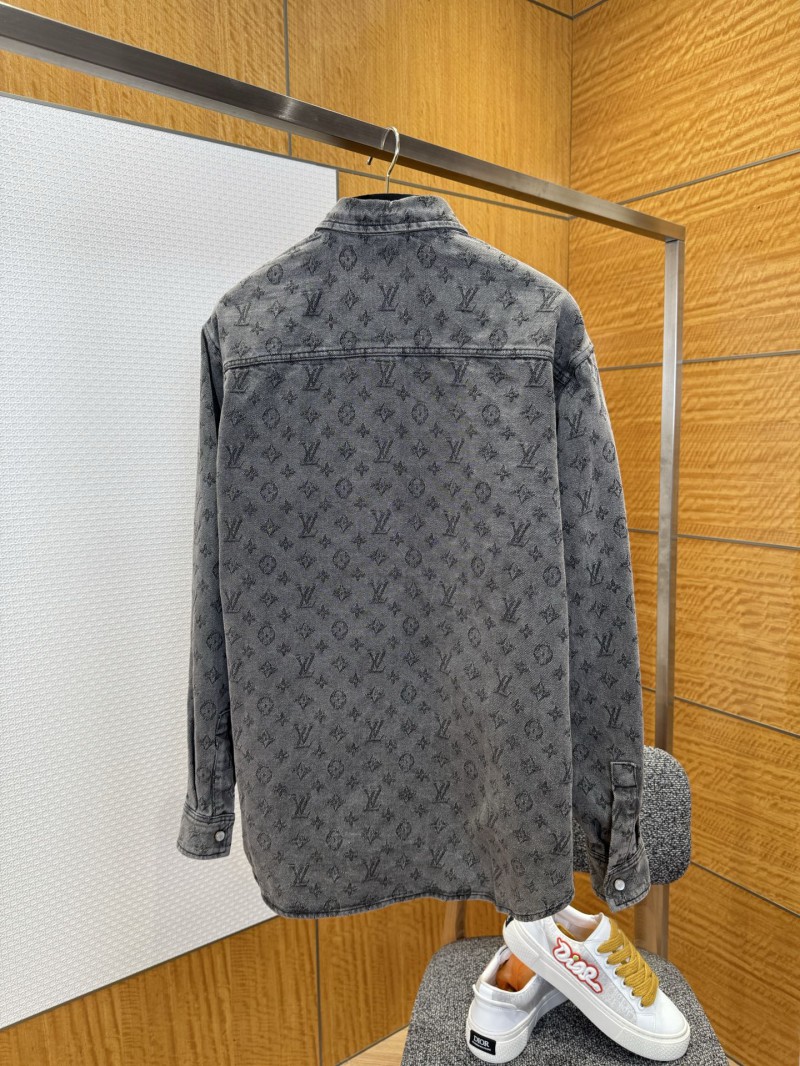 LV Full-Print Lapel Single-Button Denim Shirt 1 1