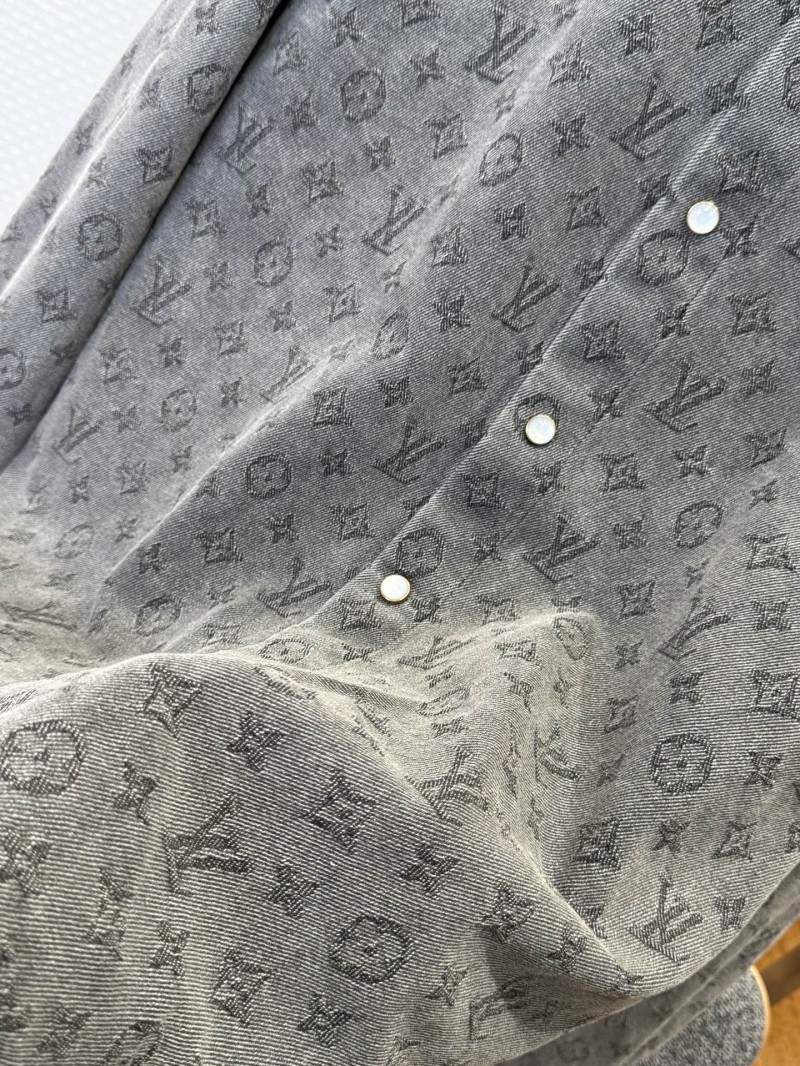 LV Full-Print Lapel Single-Button Denim Shirt 1 4