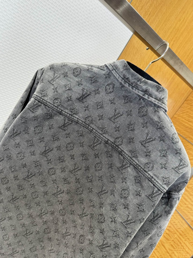 LV Full-Print Lapel Single-Button Denim Shirt 1 5