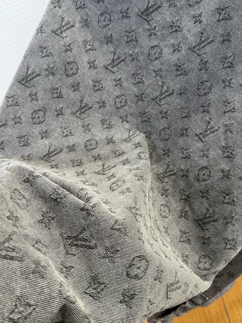 LV Full-Print Lapel Single-Button Denim Shirt 1 7