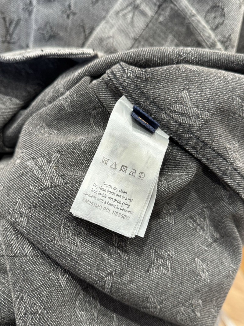 LV Full-Print Lapel Single-Button Denim Shirt 1 8