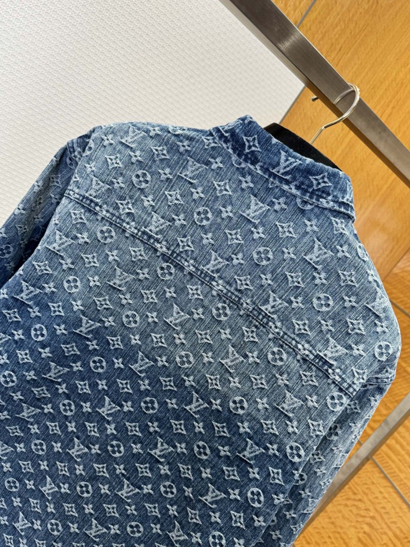 LV Full-Print Lapel Single-Button Denim Shirt 2 5