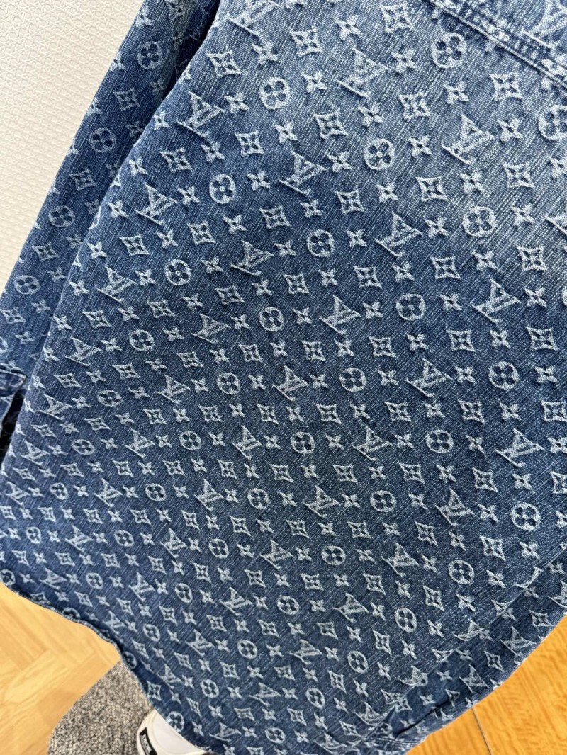 LV Full-Print Lapel Single-Button Denim Shirt 2 6