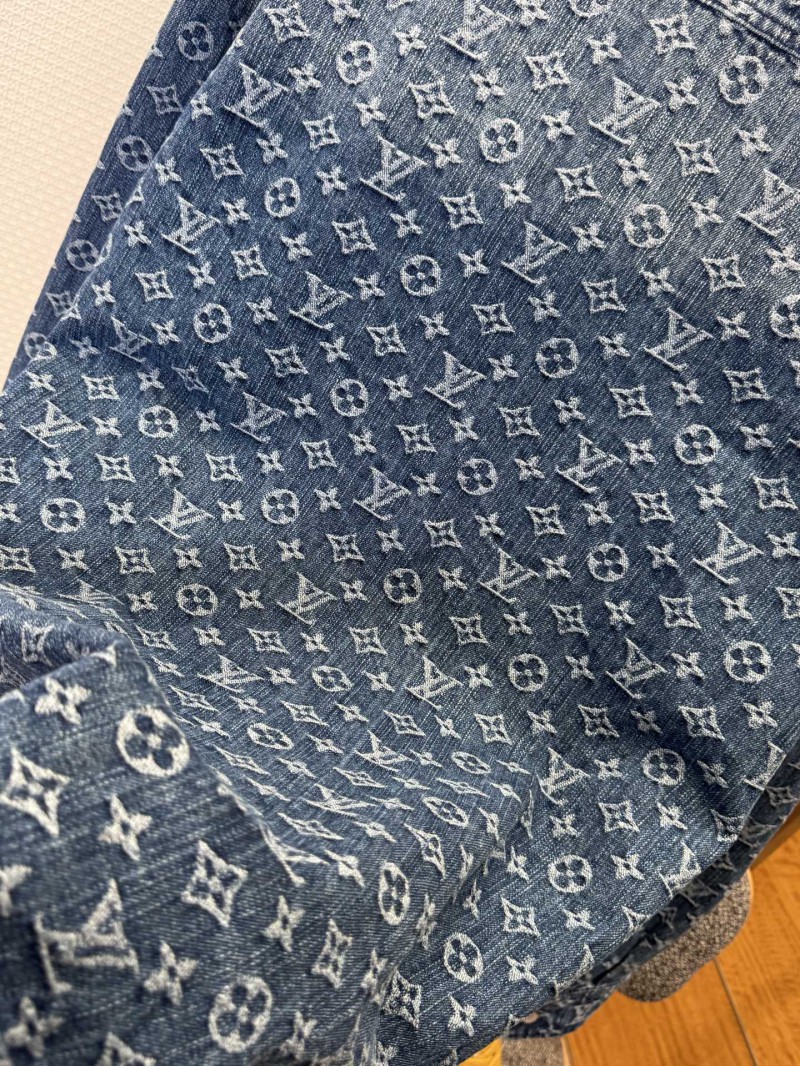 LV Full-Print Lapel Single-Button Denim Shirt 2 7