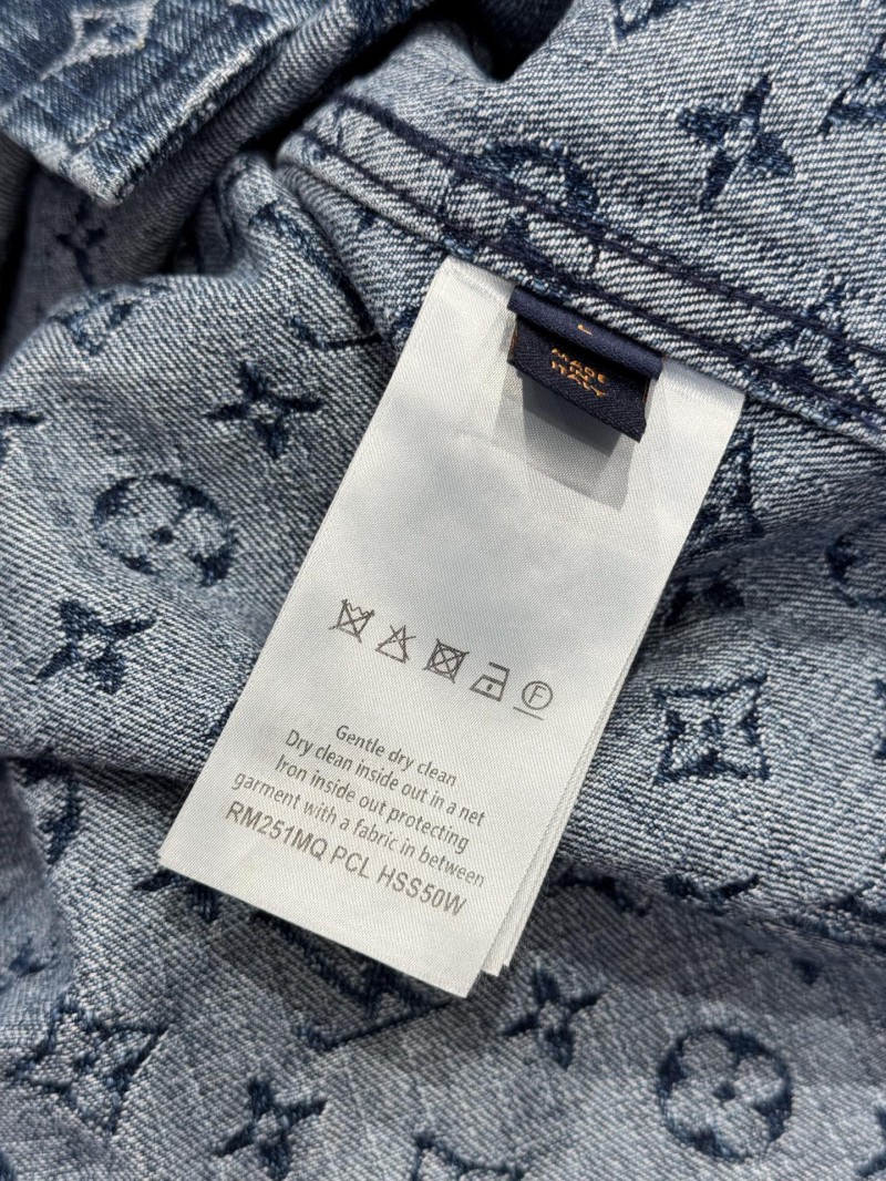 LV Full-Print Lapel Single-Button Denim Shirt 2 8