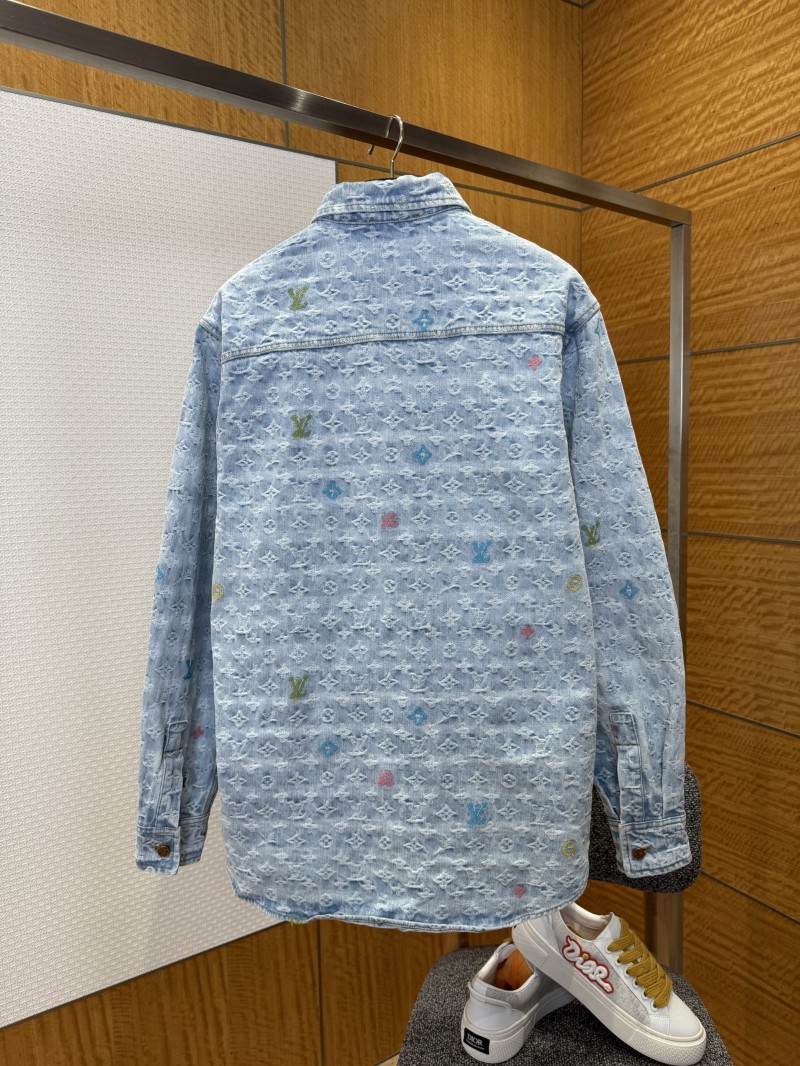 LV All-Over Print Color Jacquard Lapel Denim Jacket 1