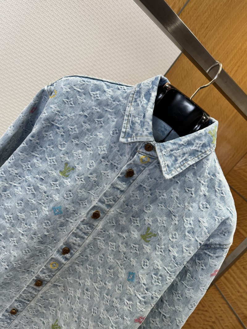 LV All-Over Print Color Jacquard Lapel Denim Jacket 2