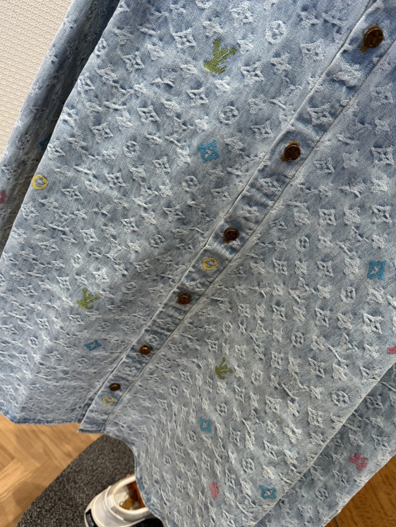 LV All-Over Print Color Jacquard Lapel Denim Jacket 3