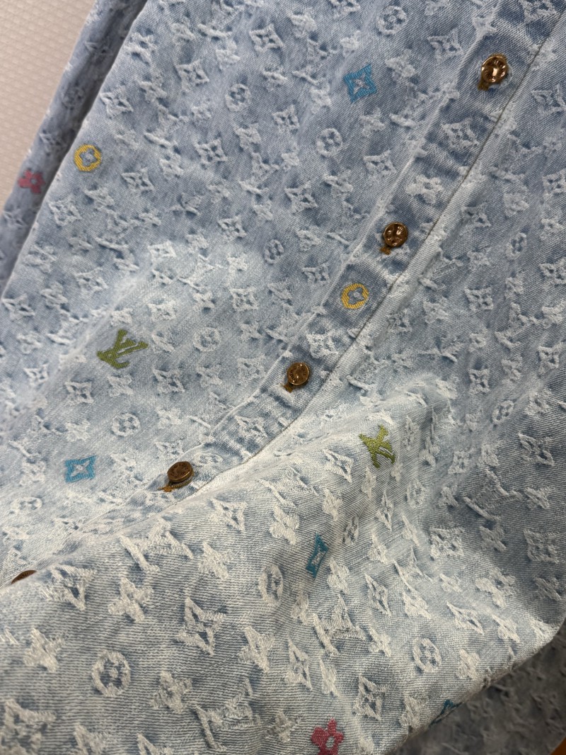 LV All-Over Print Color Jacquard Lapel Denim Jacket 4