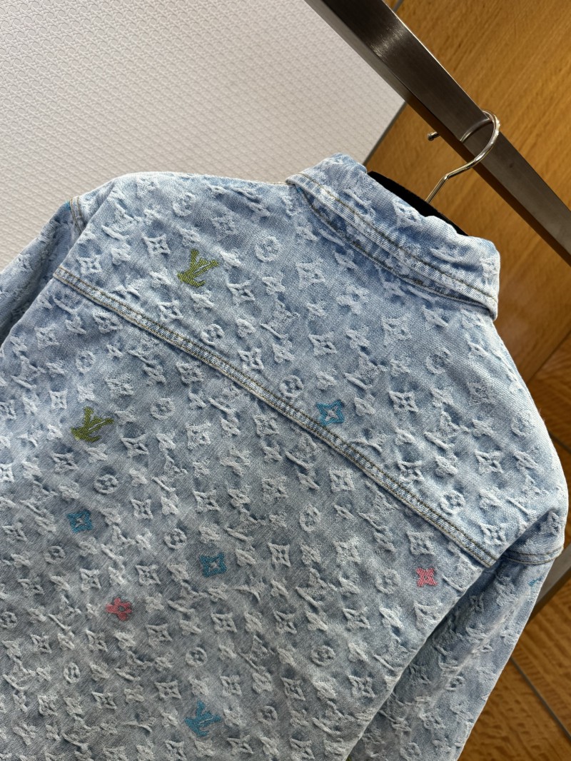 LV All-Over Print Color Jacquard Lapel Denim Jacket 6