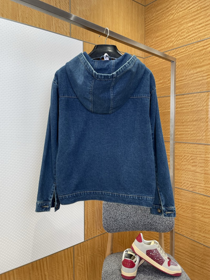 Miu Miu Logo Denim Hooded Zip-Up Jacket 1