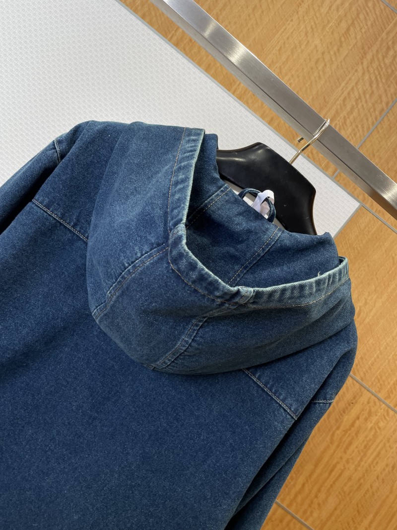 Miu Miu Logo Denim Hooded Zip-Up Jacket 5