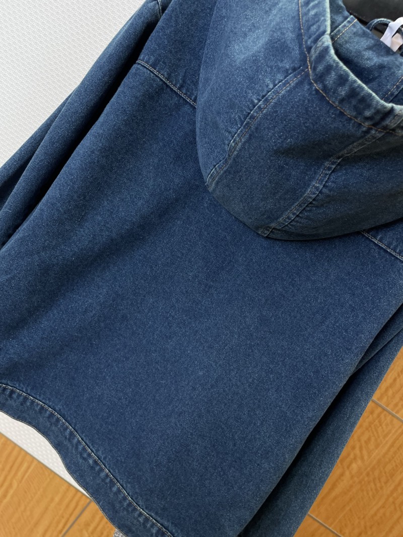 Miu Miu Logo Denim Hooded Zip-Up Jacket 6