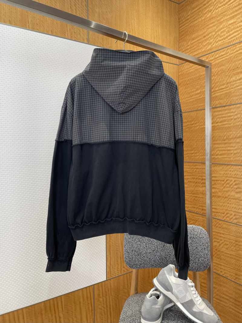 Balenciaga Checkered Patchwork Distressed Hoodie 1