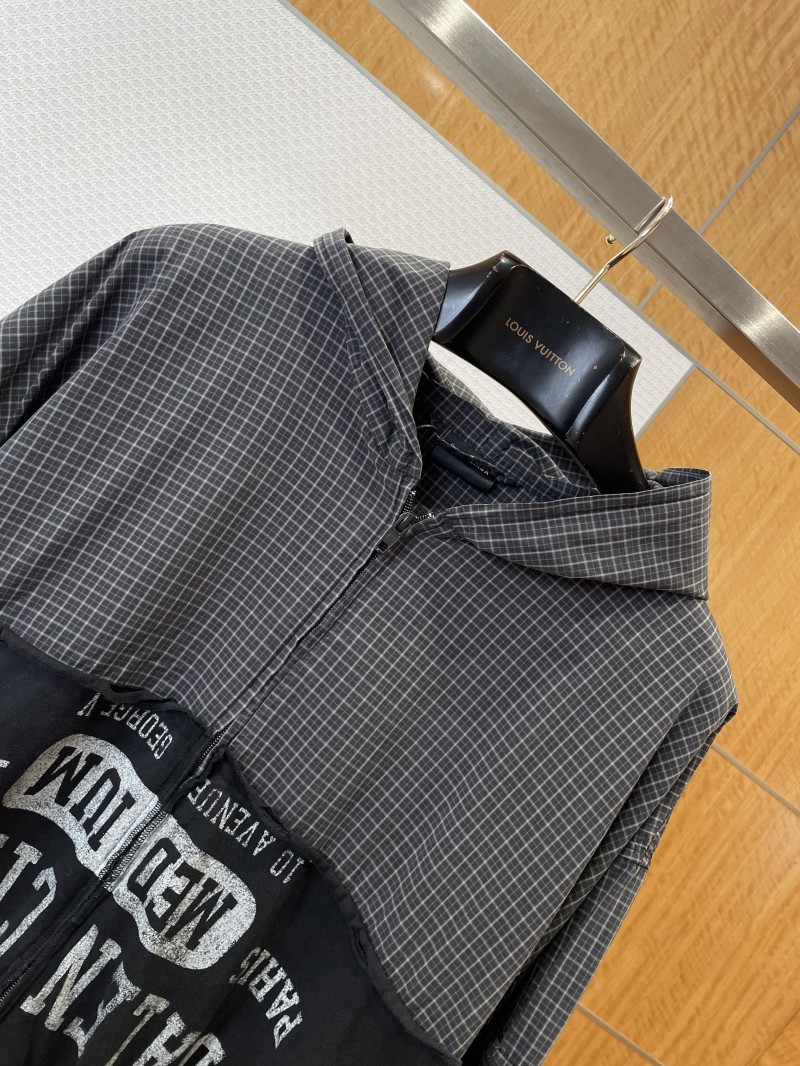 Balenciaga Checkered Patchwork Distressed Hoodie 2