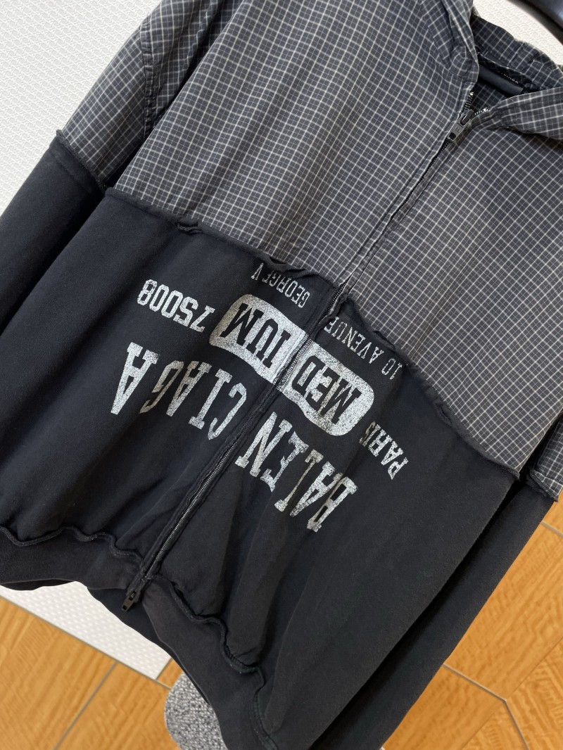 Balenciaga Checkered Patchwork Distressed Hoodie 3