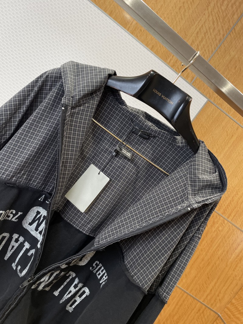 Balenciaga Checkered Patchwork Distressed Hoodie 4