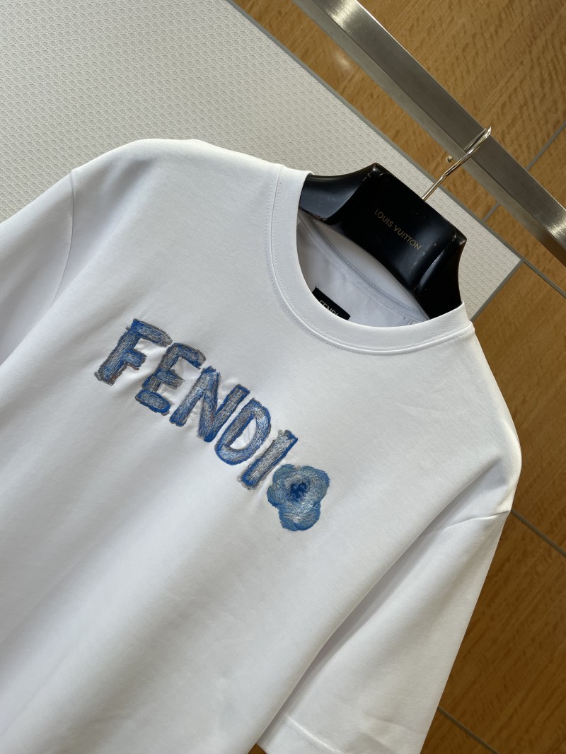 Fendi Alphabet Floral Embroidered Short-Sleeve T-Shirt 2