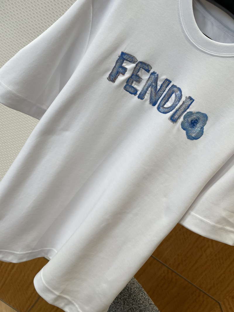 Fendi Alphabet Floral Embroidered Short-Sleeve T-Shirt 3