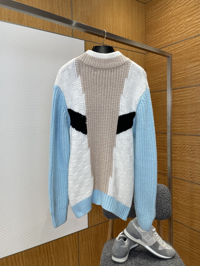 LV Embroidered Color-Blocked Zipper Knit Jacket 1