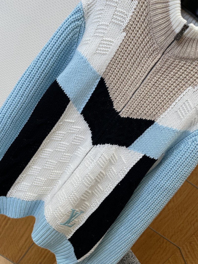 LV Embroidered Color-Blocked Zipper Knit Jacket 3