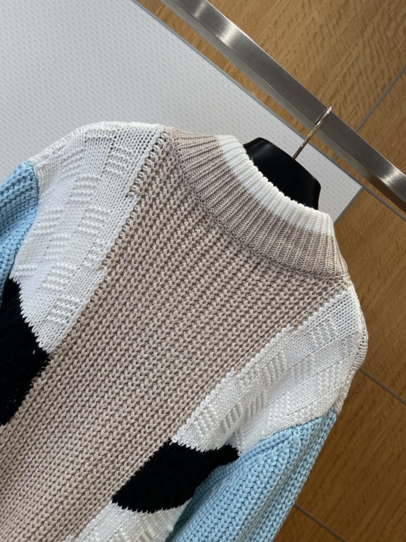 LV Embroidered Color-Blocked Zipper Knit Jacket 5
