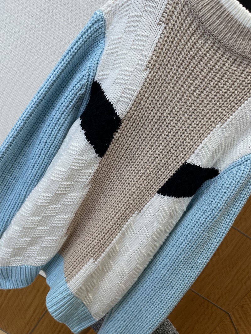LV Embroidered Color-Blocked Zipper Knit Jacket 6