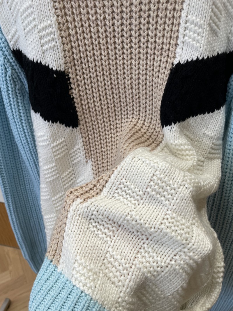 LV Embroidered Color-Blocked Zipper Knit Jacket 7