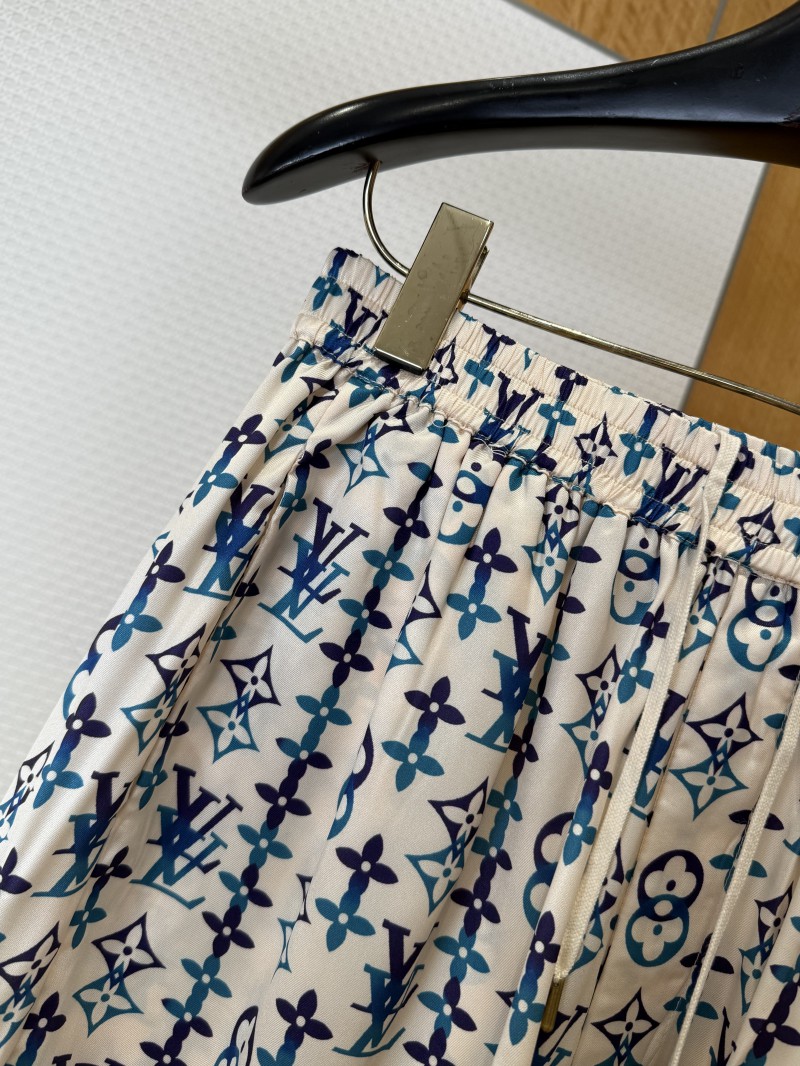 LV Drawstring Printed Mulberry Silk Shorts 8