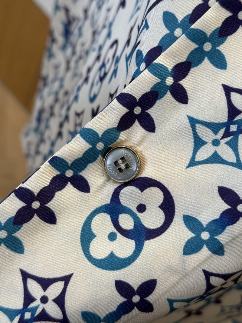 LV logo-printed mulberry silk short-sleeve shirt 7