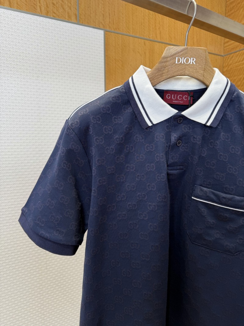 Gucci Double G Subtle Pattern Lapel Short-Sleeve Polo Shirt 1 2
