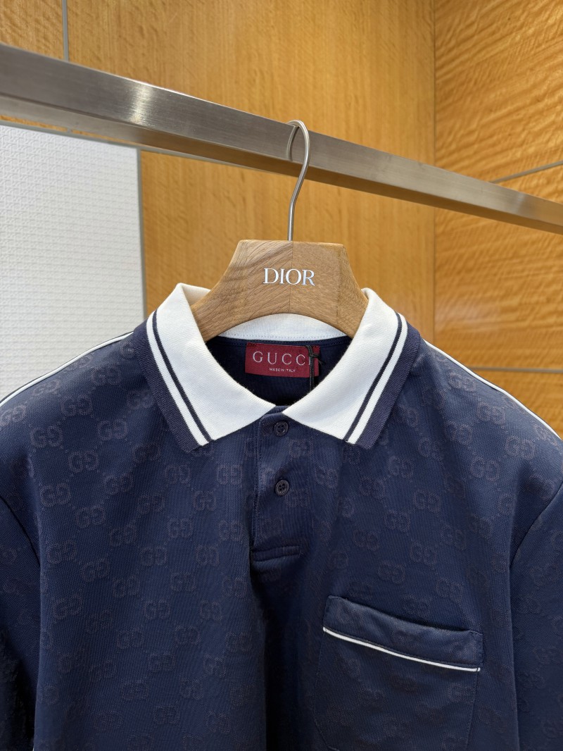 Gucci Double G Subtle Pattern Lapel Short-Sleeve Polo Shirt 1 3