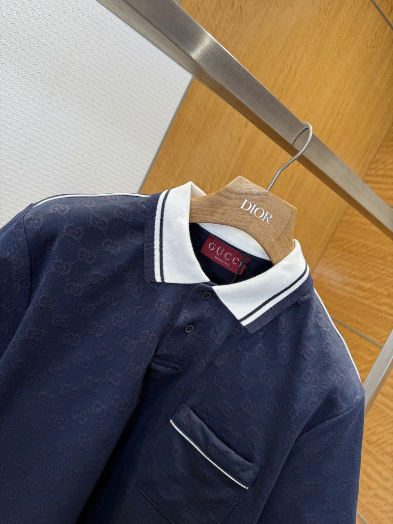 Gucci Double G Subtle Pattern Lapel Short-Sleeve Polo Shirt 1 4