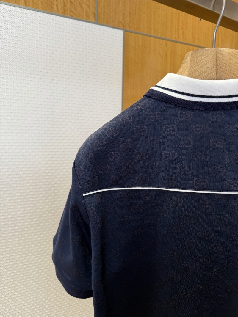 Gucci Double G Subtle Pattern Lapel Short-Sleeve Polo Shirt 1 7