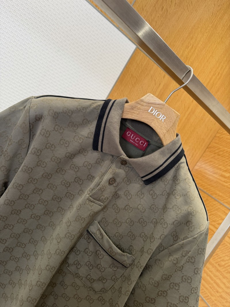 Gucci Double G Subtle Pattern Lapel Short-Sleeve Polo Shirt 2 3