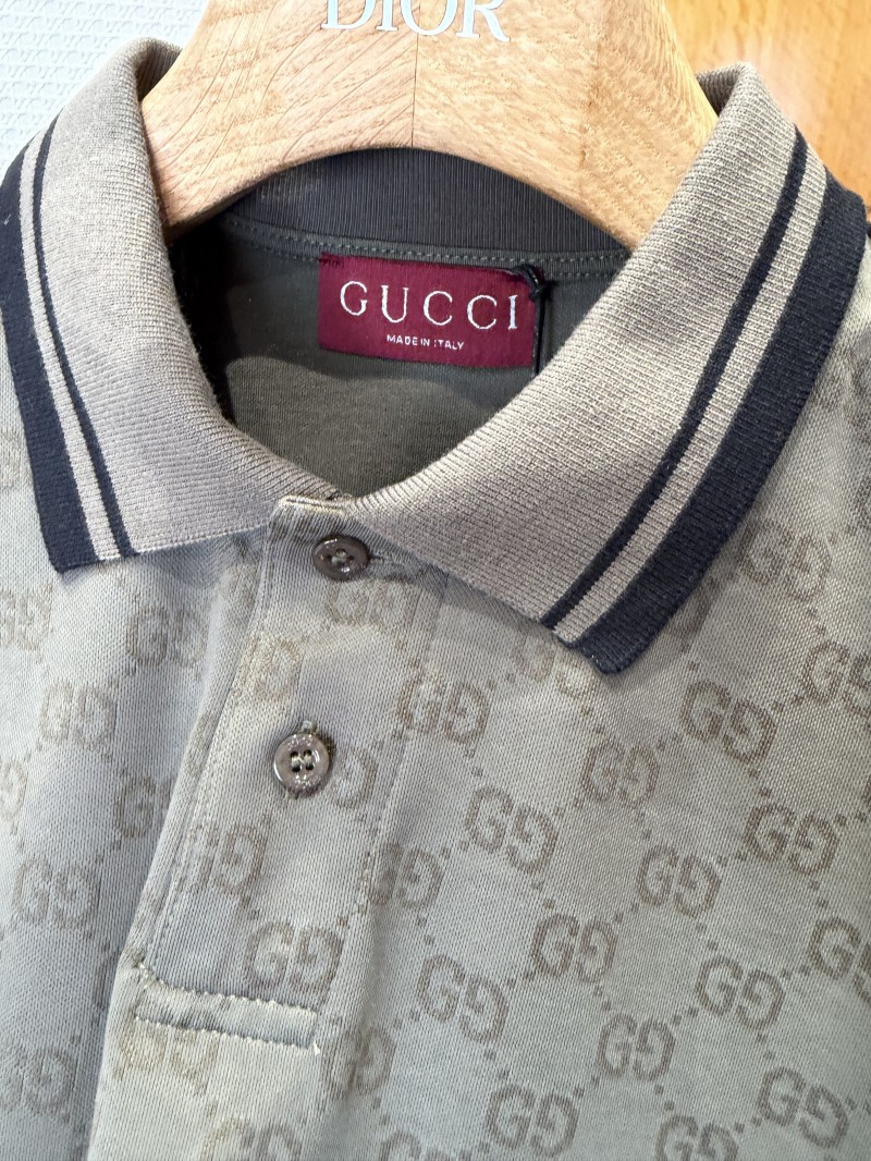 Gucci Double G Subtle Pattern Lapel Short-Sleeve Polo Shirt 2 6