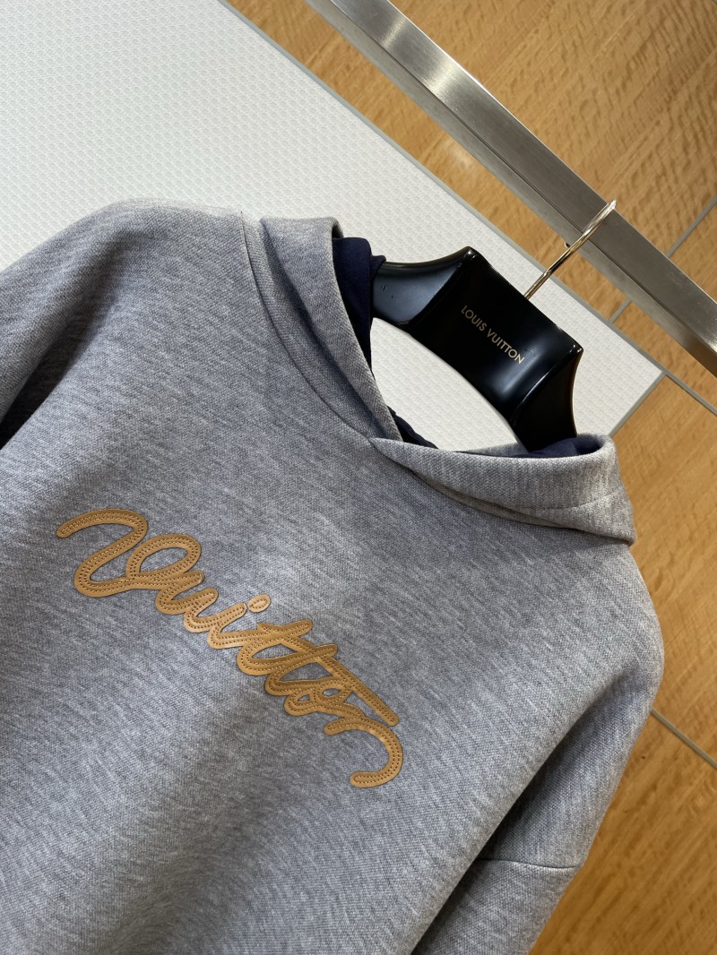 LV Embroidered Leather Label Hooded Sweatshirt 2