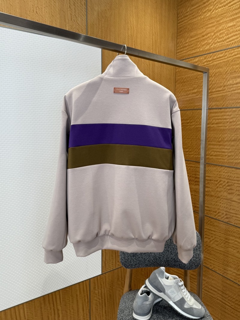 LV Color-Block Striped Stand Collar Zipper Jacket 1 1