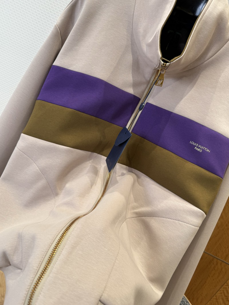 LV Color-Block Striped Stand Collar Zipper Jacket 1 7
