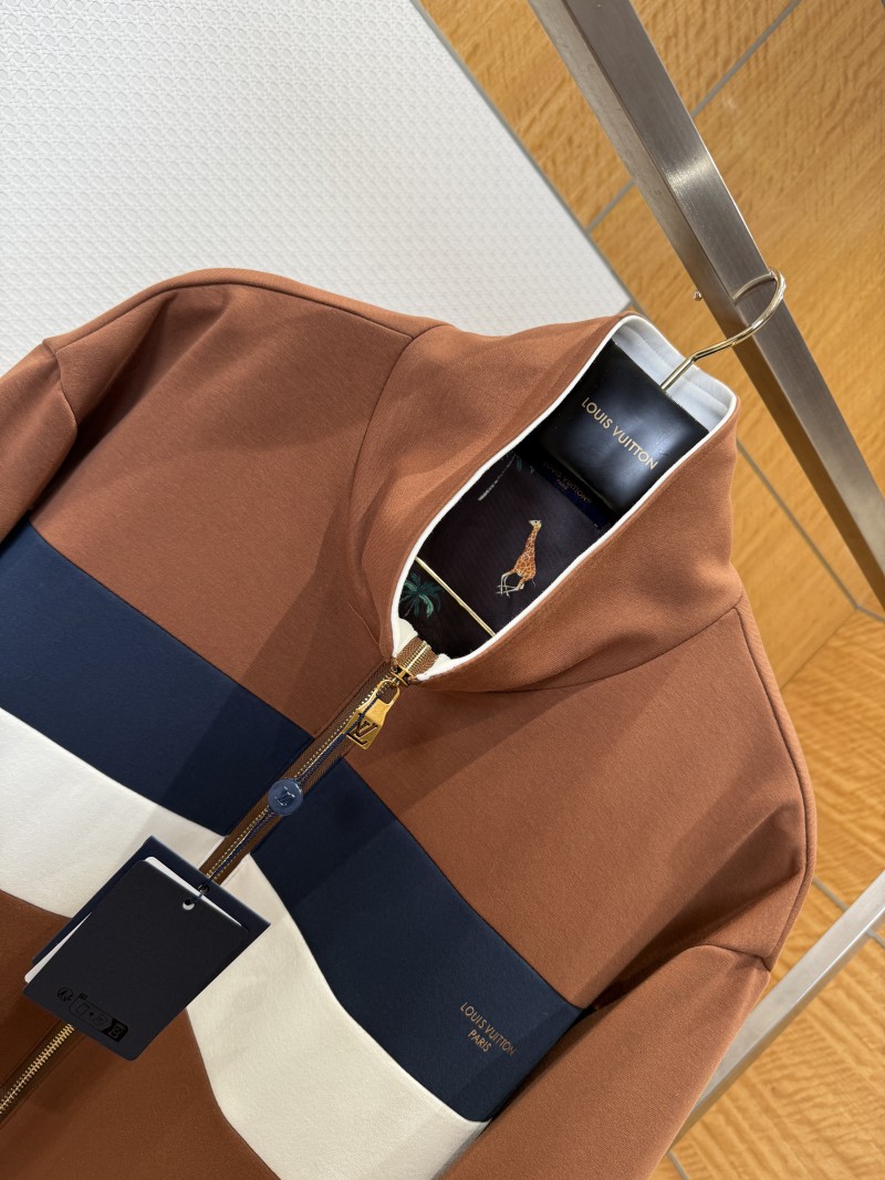 LV Color-Block Striped Stand Collar Zipper Jacket 2 2