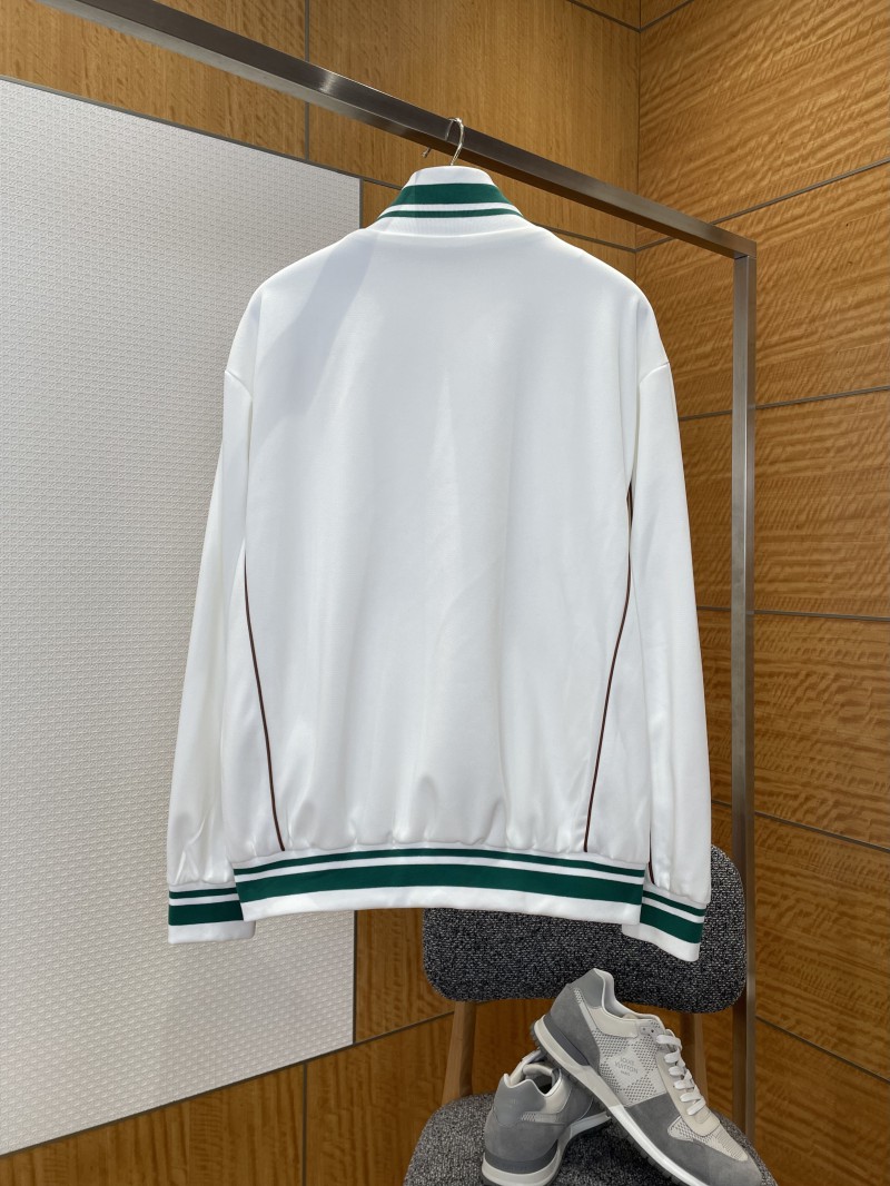 LV Leather Label color clash Stripe Stand Collar Jacket Coat 1