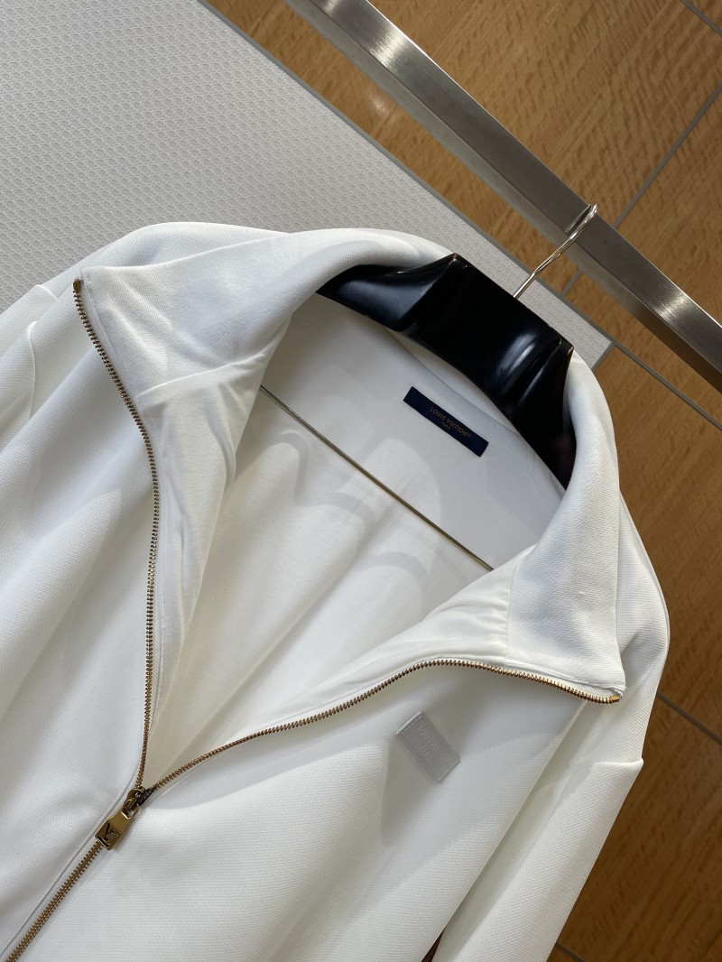 LV Leather Label color clash Stripe Stand Collar Jacket Coat 4