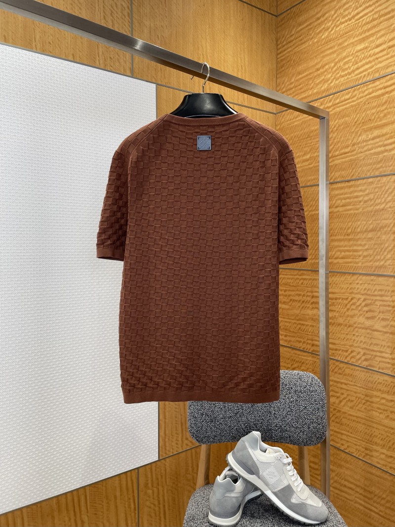 LV Embroidered Check Jacquard Knit Short-Sleeve T-Shirt 1 1