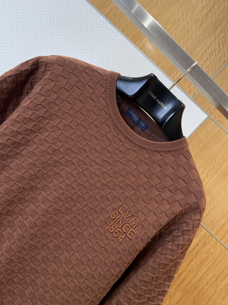 LV Embroidered Check Jacquard Knit Short-Sleeve T-Shirt 1 2