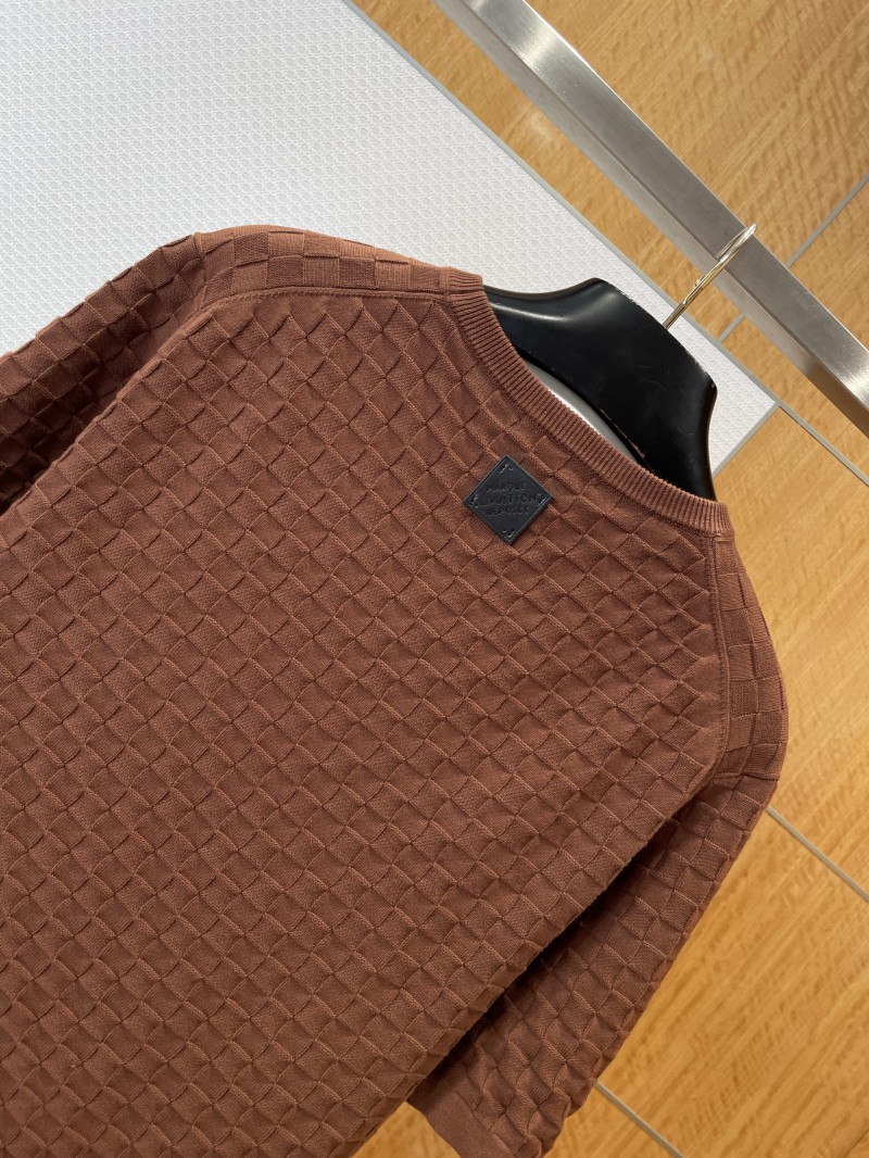LV Embroidered Check Jacquard Knit Short-Sleeve T-Shirt 1 5