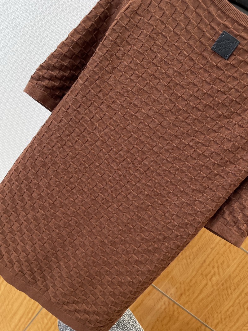 LV Embroidered Check Jacquard Knit Short-Sleeve T-Shirt 1 6