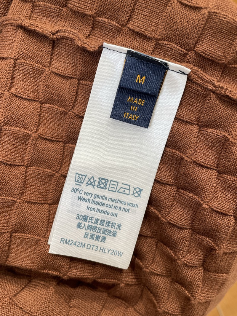 LV Embroidered Check Jacquard Knit Short-Sleeve T-Shirt 1 8